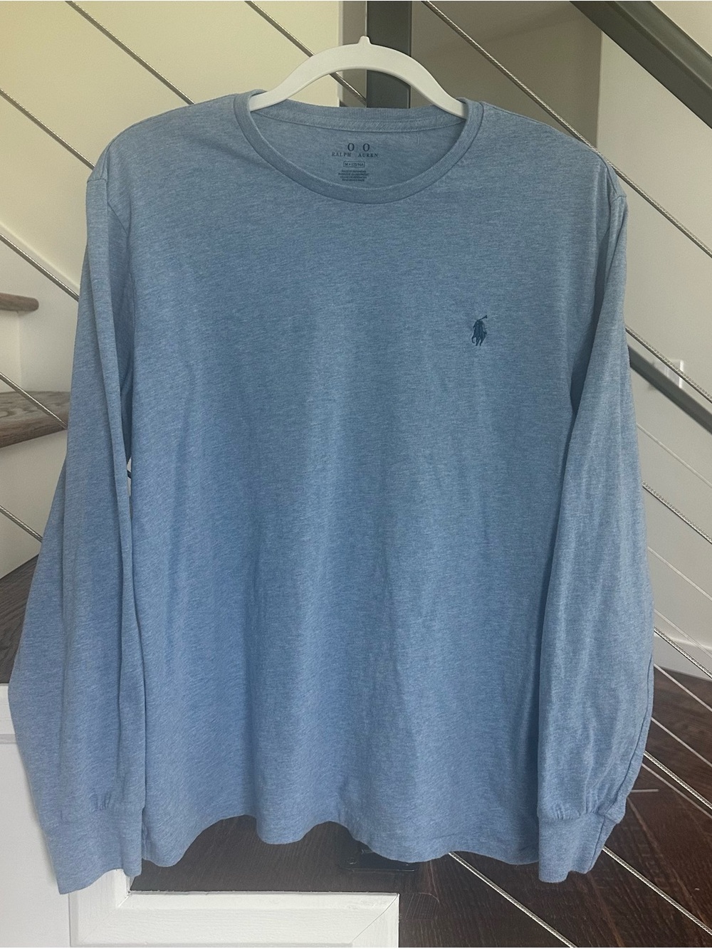 Ralph Lauren Men’s Long-Sleeve Cotton Crewneck T-Shirt — Light Blue | Size: Med